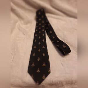 Lauren Ralph Lauren Anchor Pattern Navy Blue Silk Tie